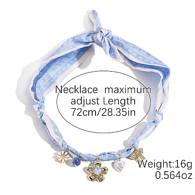 Flower Alloy Enamel & Resin & Glass & Plastic Pearl & Rhinestone Tassel Scarf Choker Necklaces FS-WG248CD-08-1