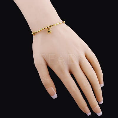 Beautiful Design Real 18K Gold Plated Brass Charm Torque Cuff Bangle BJEW-EE0001-06-1
