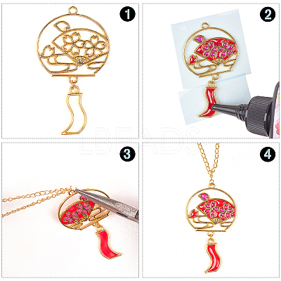 40Pcs 2 Style Alloy Lantern Links PALLOY-OC0002-90-1