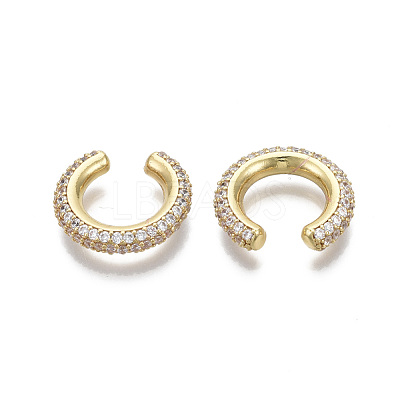 Brass Micro Pave Clear Cubic Zirconia Cuff Earrings EJEW-R114-026G-NF-1