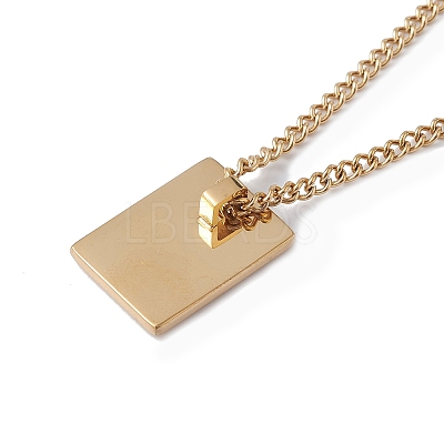 Stainless Steel Initial Letter Rectangle Pendant Necklace for Men Women NJEW-E090-01G-06-1