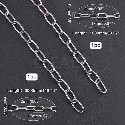 2Pcs 2 Style 304 Stainless Steel Cable Chain STAS-GA0001-06-1
