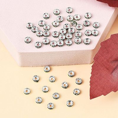 Brass Grade A Rhinestone Spacer Beads RSB034NF-10-1
