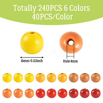 240Pcs 6 Colors Natural Wooden Beads WOOD-TA0002-74D-1