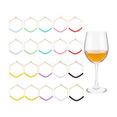 Hexagon 316 Stainless Steel Hoop Wine Glass Charms AJEW-PH01574-1