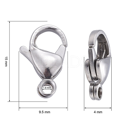 Tarnish Resistant 304 Stainless Steel Lobster Claw Clasps X-STAS-F182-01P-A-1