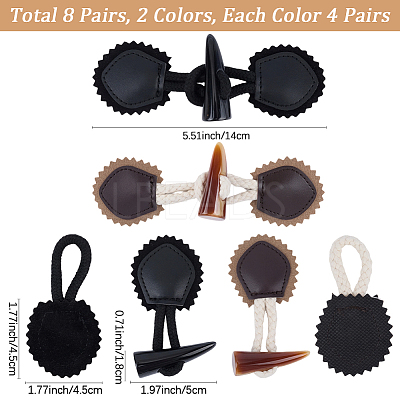 8 Pairs 2 Styles Resin Buttons BUTT-CL0001-09-1