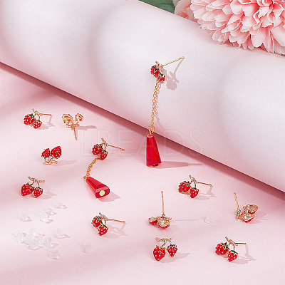 12Pcs Brass Enamel Stud Earring Findings KK-BC0010-08-1