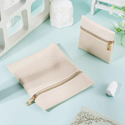 2Pcs 2 Styles Rectangle Square PU Leather Jewelry Gift Zipper Bags ABAG-TADJ0001-01B-1