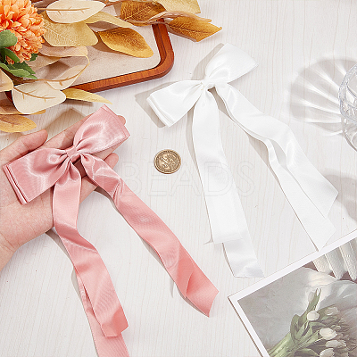 Big Bowknot Polyester Alligator Hair Clips AJEW-CP0008-42B-01-1