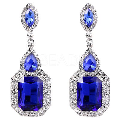 Brass Rhinestone Dangle Stud Earrings FS-WG9D6B6-07-1