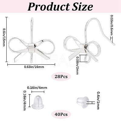28Pcs Bowknot Shape Brass Earring Hook DIY-SP0001-06P-1