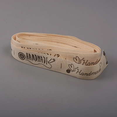 Word Printed Cotton Ribbon SRIB-WH0006-14B-1