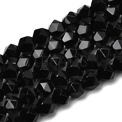 Natural Black Onyx Beads Strands G-Z119-A04-01-1