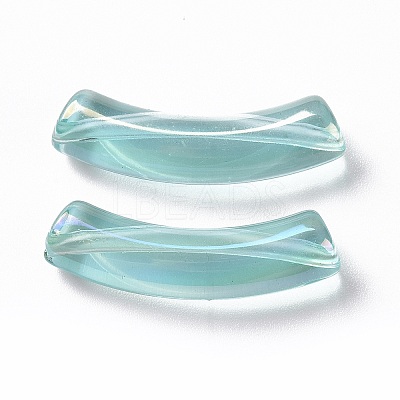 UV Plating Transparent Rainbow Iridescent Acrylic Beads OACR-A016-01G-1