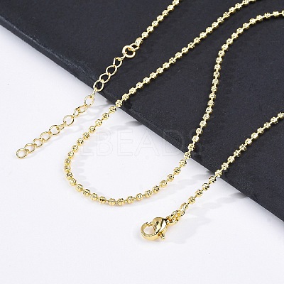 Brass Rondelle Link Chain Necklaces for Women X-NJEW-K282-04G-1