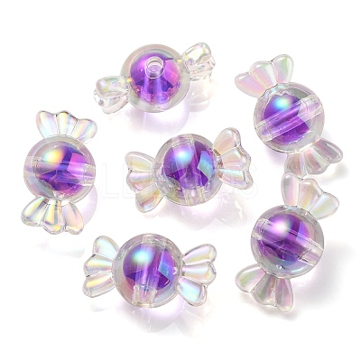 UV Plating Rainbow Iridescent Acrylic Beads PACR-E001-01D-1