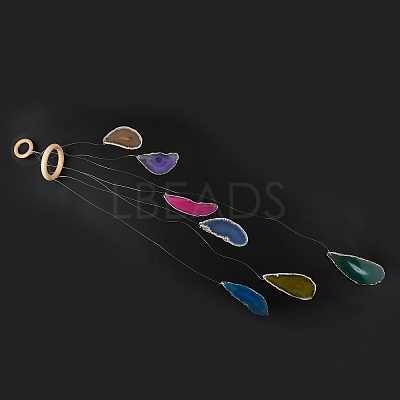 Chakra Natural Dyed Agate Piece Hanging Ornament HJEW-R126-01A-1