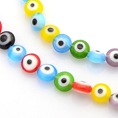 Handmade Evil Eye Lampwork Bead Strands LAMP-J029-6mm-M-1