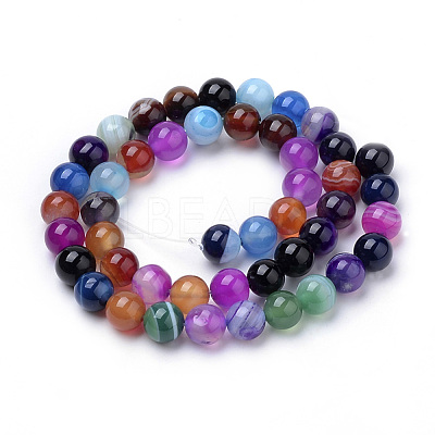 Natural Striped Agate/Banded Agate Beads Strands G-S259-04J-6mm-1