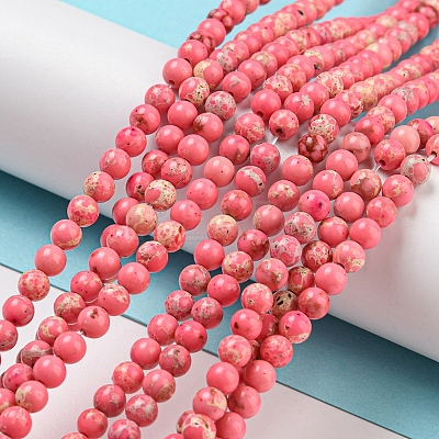 Synthetic Imperial Jasper Dyed Beads Strands G-D077-A01-03K-1