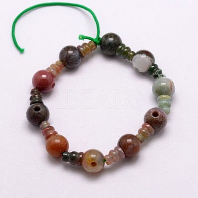 Natural Indian Agate 3-Hole Guru Bead Strands G-K149-15-1