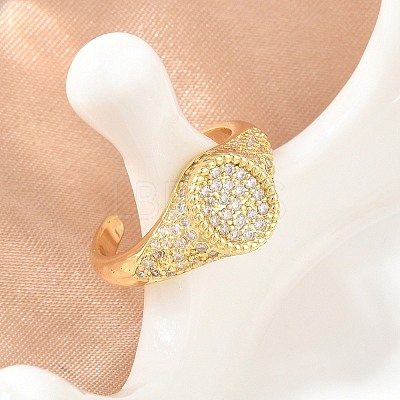 Brass Micro Pave Cubic Zirconia Cuff Rings for Women LS-CU-CBA0A21-04G-1