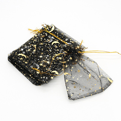 Hot Stamping Rectangle Organza Drawstring Gift Bags WG15067-19-1