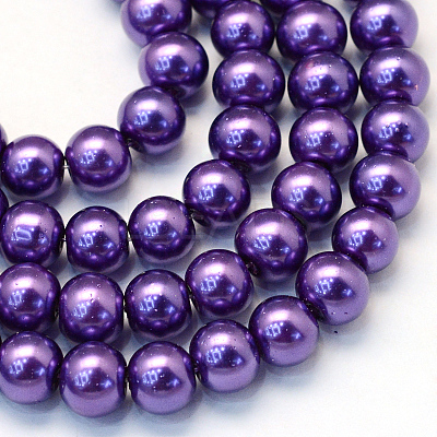 Baking Paint Pearlized Glass Pearl Round Bead Strands X-HY-Q003-6mm-76-1