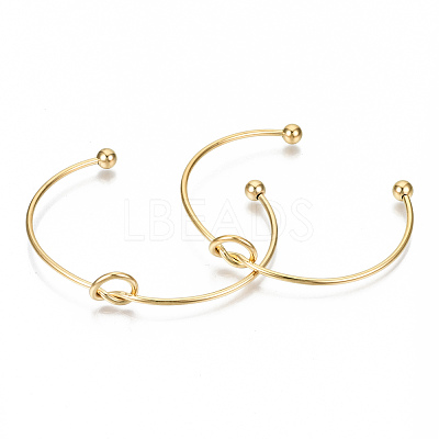 304 Stainless Steel Love Knot Cuff Bangle Making X-MAK-S073-001G-1