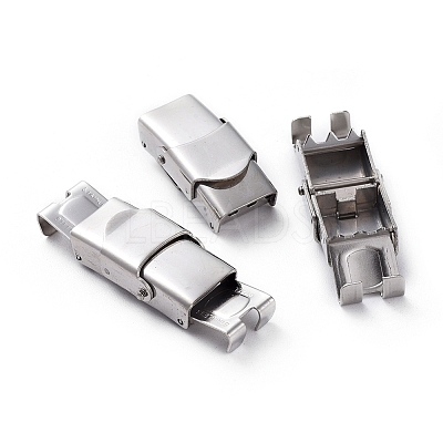 Non-Tarnish 201 Stainless Steel Watch Band Clasps STAS-C006-1-P-1