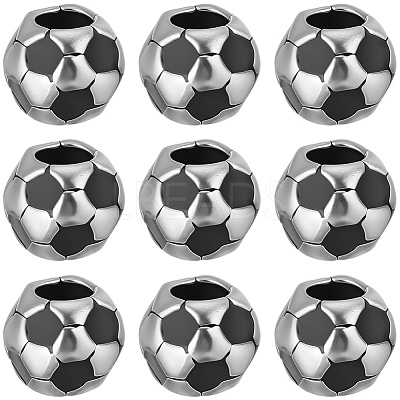 30Pcs Large Hole FootBall/Soccer Ball Alloy Enamel European Beads MPDL-SC0001-12-1