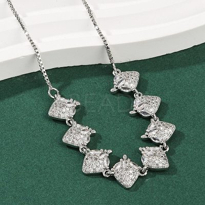 Brass Micro Pave Clear Cubic Zirconia Fruit Bib Necklaces NJEW-F342-01A-P-1