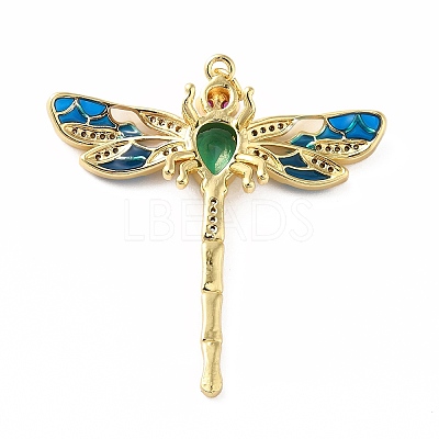 Rack Plating Brass Micro Pave Cubic Zirconia Pendants X-KK-E281-07G-02-1