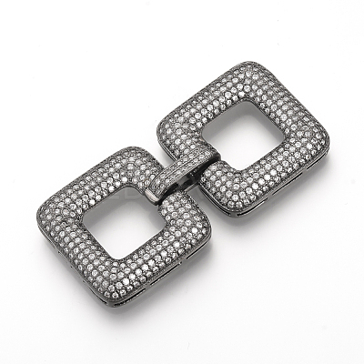 Brass Micro Pave Cubic Zirconia Fold Over Clasps ZIRC-S058-01B-1