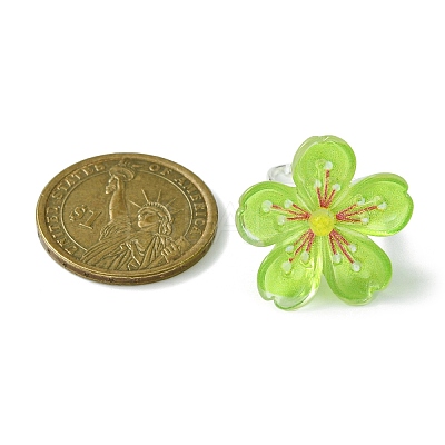 Luminous Glow in the Dark Flower Resin Finger Ring RJEW-JR00641-1