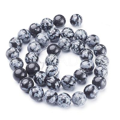 Natural Snowflake Obsidian Beads Strands GSR10mmC009-1