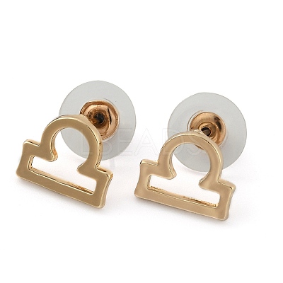 12 Constellation/Zodiac Sign Alloy Stud Earrings EJEW-B025-01G-C-1