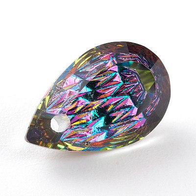 Embossed Glass Rhinestone Pendants GLAA-J101-05A-001VO-1