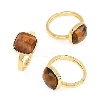 Natural Gemstone Finger Rings with Brass Findings G-H353-04G-1