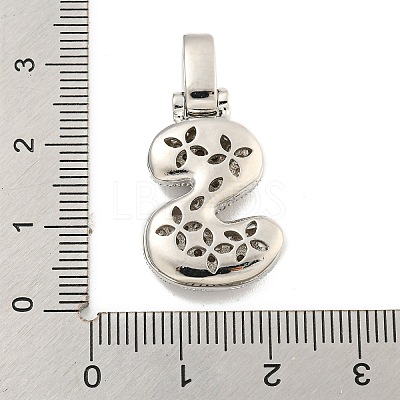 Brass Micro Pave Clear Cubic Zirconia Pendants KK-B099-01P-S-1