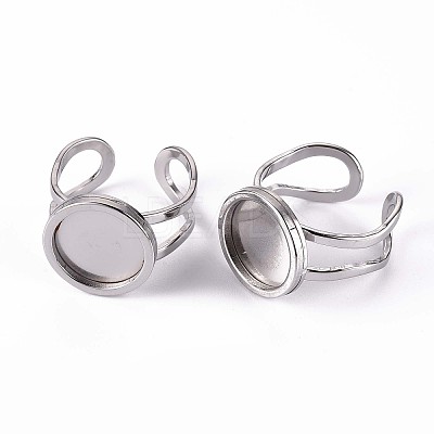 Tarnish Resistant 201 Stainless Steel Cuff Ring Findings STAS-S080-040B-P-1