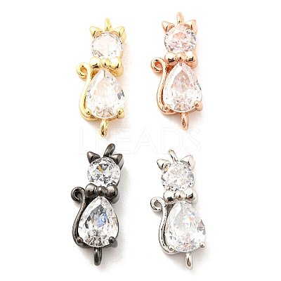 Brass Micro Pave Cubic Zirconia Kitten Links Connectors ZIRC-G157-50-1