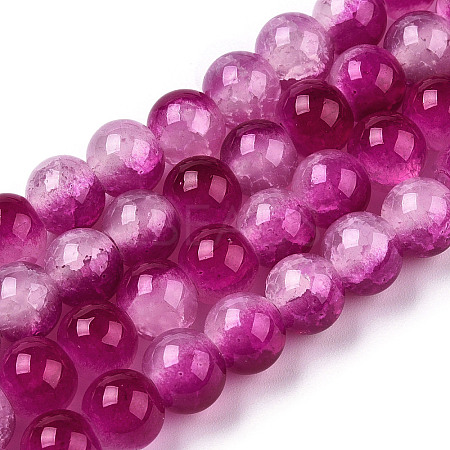 Crackle Baking Paint Imitation Jade Glass Beads Strands DGLA-YW0001-17L-1