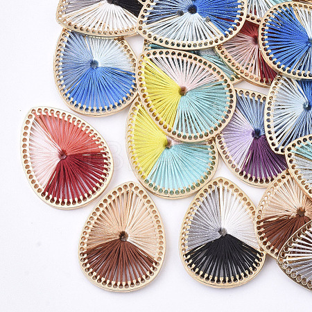 Tri-color Polyester Thread Woven Pendants X-FIND-S319-01-1