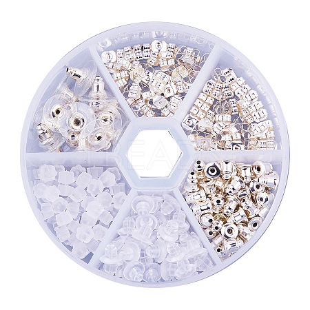 5 Style Brass and Plastic Ear Nuts KK-PH0016-01S-1