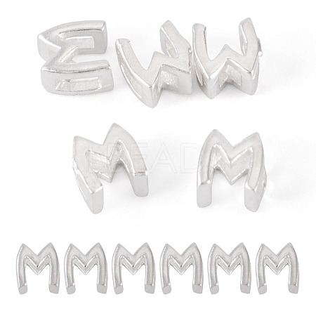 6Pcs 925 Sterling Silver Hollow Initial Beads STER-TA0001-53M-1