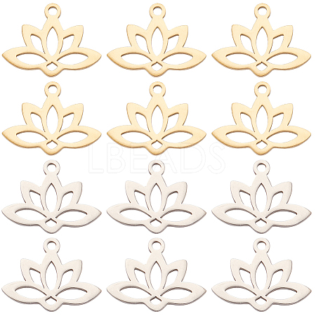 24Pcs 2 Colors 201 Stainless Steel Pendants STAS-SC0005-73-1