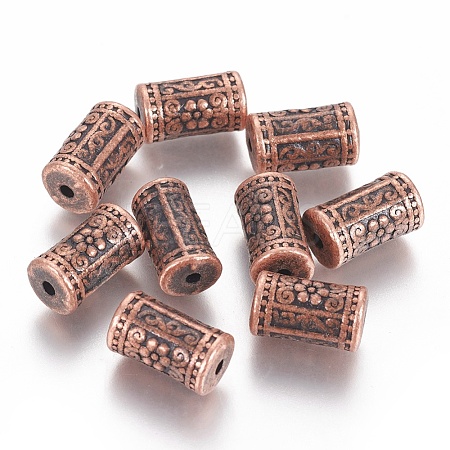 Tibetan Style Alloy Flower Pattern Column Beads TIBEB-7424-R-NR-1