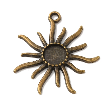 Tibetan Alloy Flower Pendant Cabochon Bezel Settings LS-PALLOY-A13079-AB-NR-1